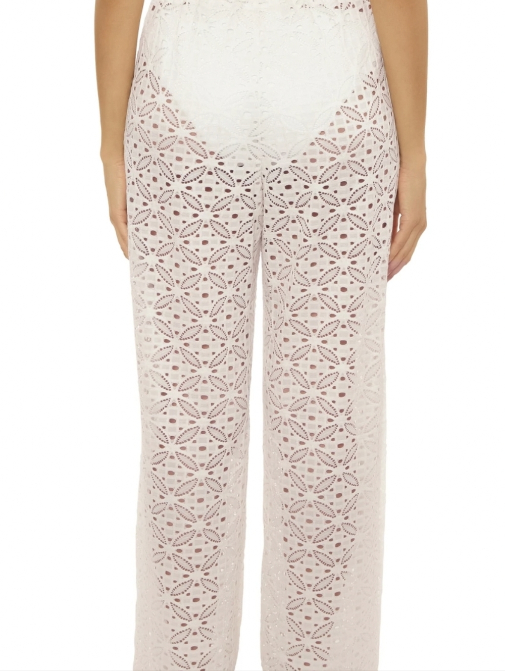 Becca Las Colinas White Cover-Up Lace See Throgh Cut Sides Pants - Picture 3 of 5